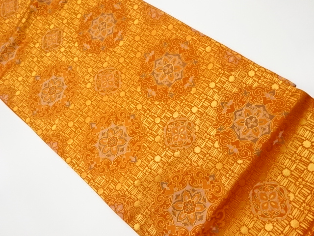JAPANESE KIMONO / VINTAGE NAGOYA OBI / WOVEN FLOWER CREST